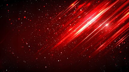 Obraz premium Red diagonal light streaks against a dark background with specks of light.