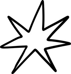 Smooth Diagonal Five Point Star in Line Art Style