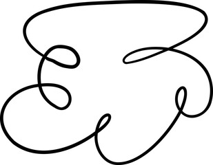 Dense Organic Cloud Shape with Six Smooth Curls in Line Art Style