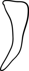 Freeform Blob Shape with Hooked Arm in Hand Drawn Line Art