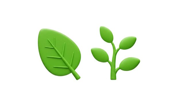 A pair of green plant icons, one with a single leaf and the other with multiple leaves on a stem design