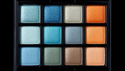 Fototapeta premium Eyeshadow Palette with Blue Orange Hues.