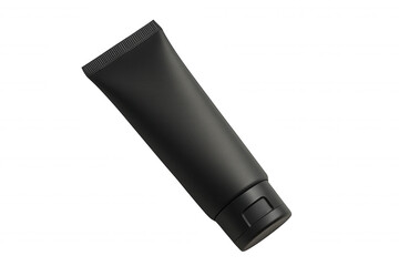 Fototapeta premium Black cylindrical tube with rectangular cap indentation on transparent background