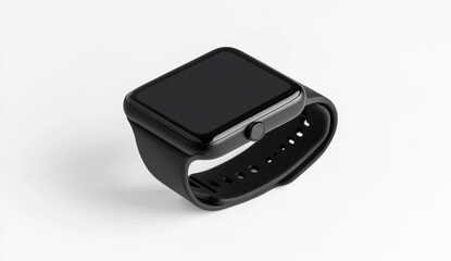 Black smart watch on white background (1)