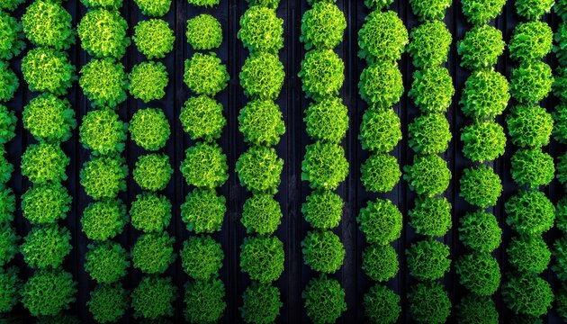 Coltivazione aerea di piante verdi a forma circolare