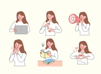 Young Woman with various poses