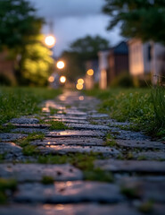 Fototapeta premium Cobblestone Path Evening Light