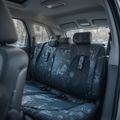 new fabric passenger backseat in car