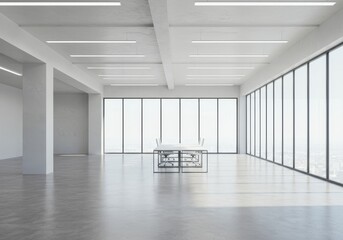 Modern Office Interior With Large Windows and Minimalist Design as Photo