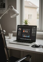 Modern Workspace Photo Featuring Laptop Desk And Window With Daylight