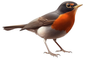 Detailed illustration of a robin bird isolated on transparent background