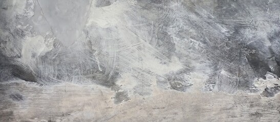 Abstract Grey Wall Texture with Sweeping White Plaster Strokes