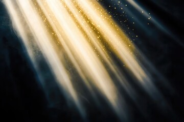 Golden light beams through smoky darkness