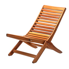 Contemporary Fold Away Wooden Beach Chair with a Sl Isolated on Transparent Background