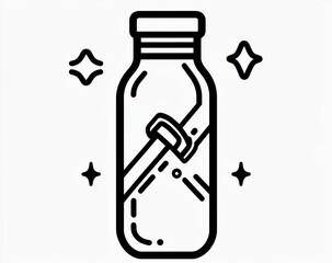 water bottle line icon
