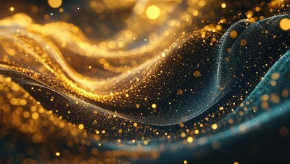 Abstract, swirling, golden, and dark particles