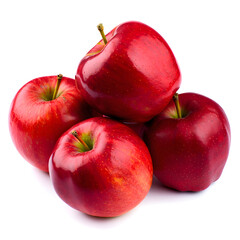 Pile of shiny red apples isolated on white background