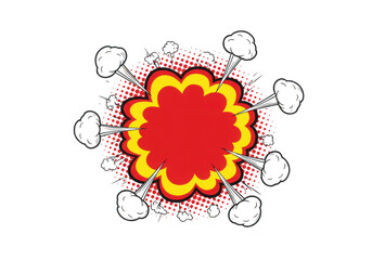 Obraz premium Comic explosion with smoke and halftone effect isolated on transparent background