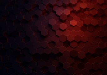 3D Illustration of Hexagon Honeycomb Pattern with Red and Black Colors