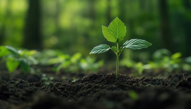 A photograph of reforestation efforts in a deforested zone, Conservation, Green and hopeful