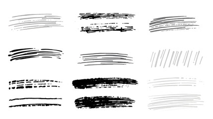 Hand drawn collection set of underline strokes in marker brush doodle style. Grunge brushes.