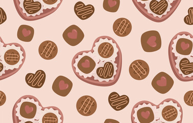 Seamless valentine's day box of chocolate illustration vector