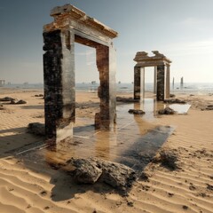 Fototapeta premium Resti architettonici in un paesaggio desertico