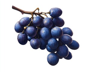 Blue grapes cluster on vine