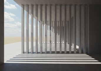 Obraz premium Architectural Concrete Structure With Dramatic Shadows Abstract Photo