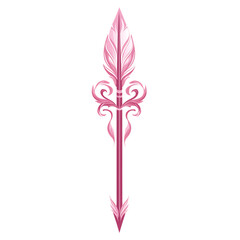 Artistic Arrow with Expressive Curves in Dusty Rose Isolated on Transparent Background