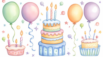 Joyful Birthday Card with Balloons and Candles