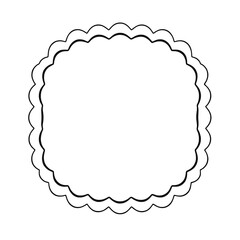 Fototapeta premium rounded decorative frame with scalloped edges and layered black lines – high quality png isolated on transparent background