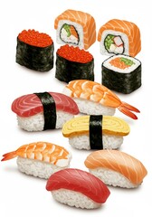 Fresh Sushi Assortment Photo with Salmon Tuna and Shrimp Delicacy