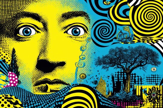 Ritratto astratto con elementi surreali