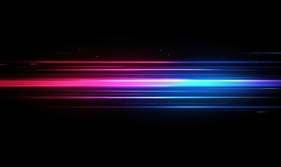 Abstract horizontal light streaks in pink, blue, and red on a black background