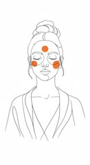 Illustration of a Woman's Face Depicting Facial Contours in Line Art