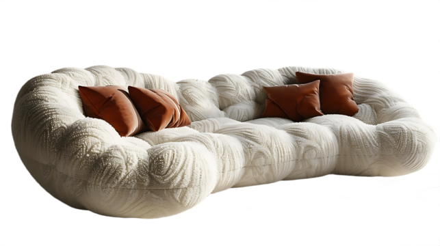 Designer futuristic couch with curved profile isolated on transparent background