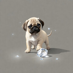 puggs pawing quartz crystal