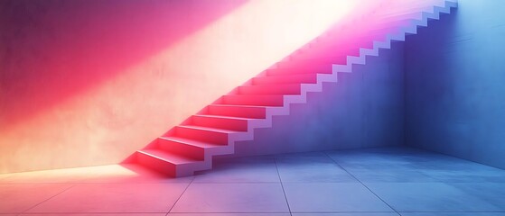 Lit stairway, upward progress
