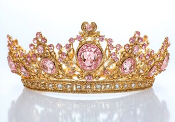 Gold crown with pink gems