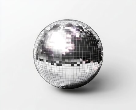 Shiny disco ball on a white surface - Powered by Adobe