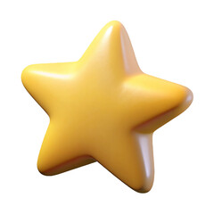 3D Cartoon Star Icon Isolated on White Background – Plastic Style Rendering
