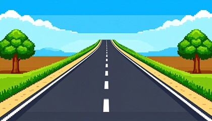 Pixel road to horizon.