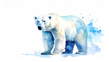 Polar Bear Watercolor Arctic Wildlife.