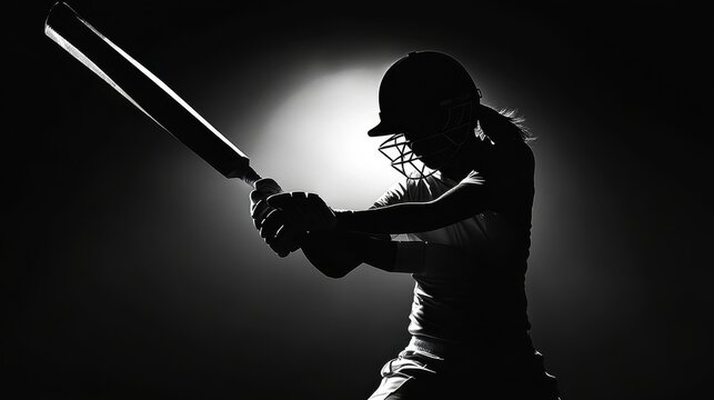 Silhouette di una giocatrice di cricket in azione