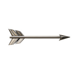 Sleek Arrow with Modern Design in Pure Platinum Isolated on Transparent Background