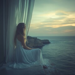 a women watching the sea