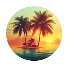 Naklejka premium cartoon island with sunset