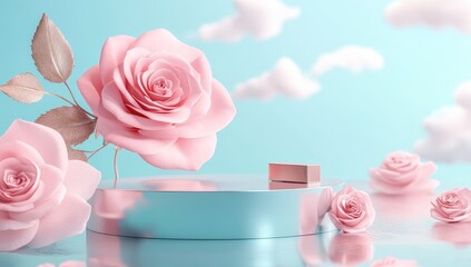 Pastel pink rose display podium