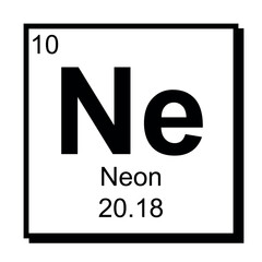 Neon periodic table element chemistry symbol. Vector Neon atom gas icon